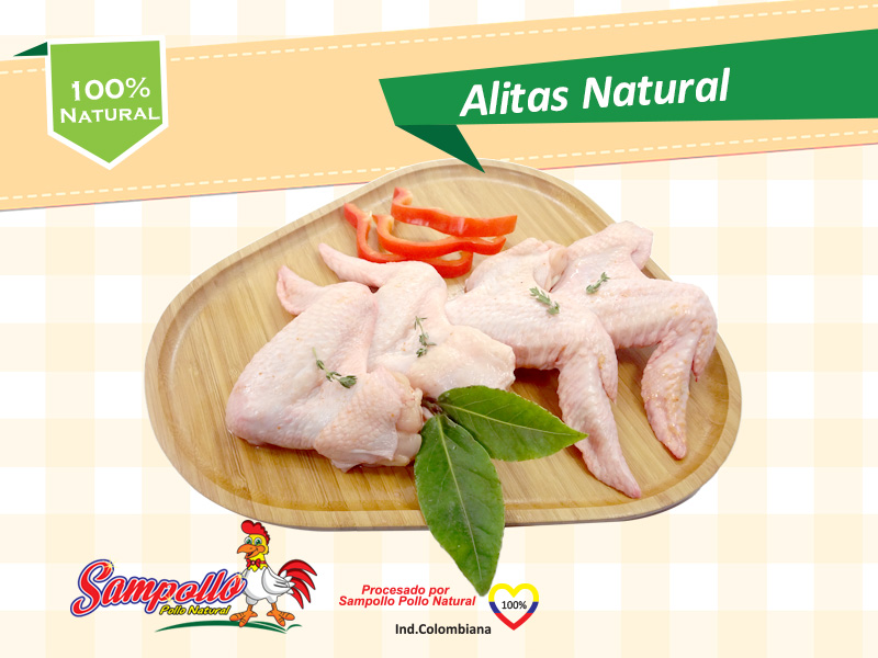Detalles del producto:<br>
                         Cada paquete contiene 12 Alitas de Pollo Fresco Natural.<br> 
                         Peso del Producto (1kg - 1.3 kg) aprox.<br>
                         