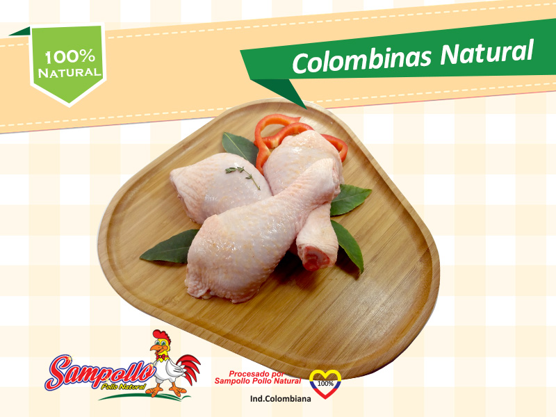 Detalles del producto:<br>
                         Cada paquete contiene 6 Colombinas de Pollo Fresco Natural.<br> 
                         Peso del Producto (900grs - 1.2kg) aprox.<br>
                         